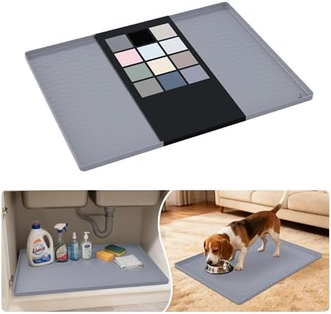 URMONA Waterproof Silicone Under Sink Mat 25'' x 19'' Shelf Liner by URMONA