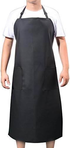 Waterproof Rubber Vinyl Adjustable Dishwasher Apron w/ 2 Pockets Work Apron by VWELL
