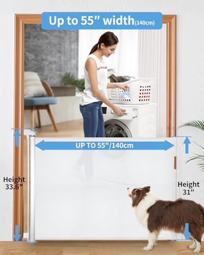 33" H Retractable Baby&Dog Gate, Fits up to 55" W, Hardware Mounted - Image 2
