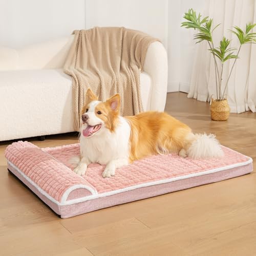 Orthopedic Large Dog Bed Pillow Pet Sofa Bed 56''X40'' Pink - Image 2
