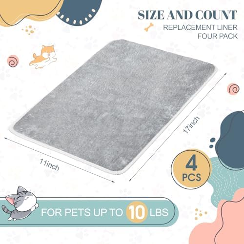 Drydiet 4 Pcs Cat Carrier Pad Reversible Liner, 17 x 11 Inch - Image 2