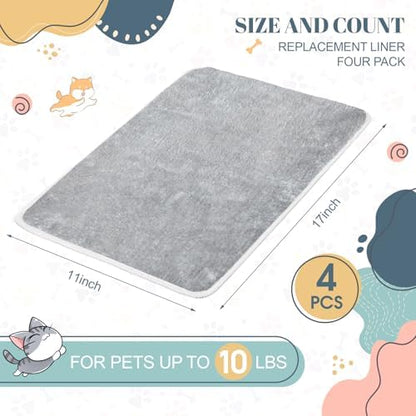 Drydiet 4 Pcs Cat Carrier Pad Reversible Liner, 17 x 11 Inch - Image 2