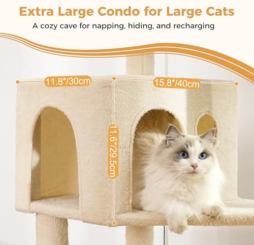 53”Cat Tree with Hammock & Oversized Top Bed - Image 5