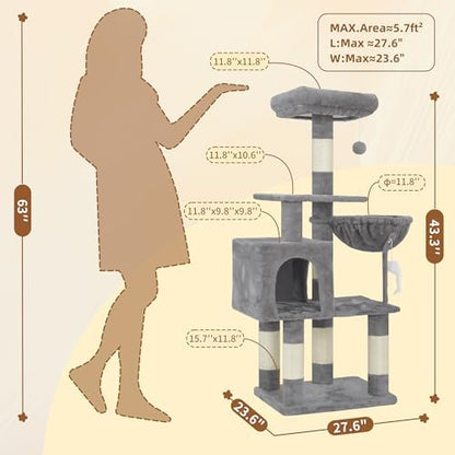 Heybly Cat Tree with Toy, 43.3 inch Cat Tower - Image 5