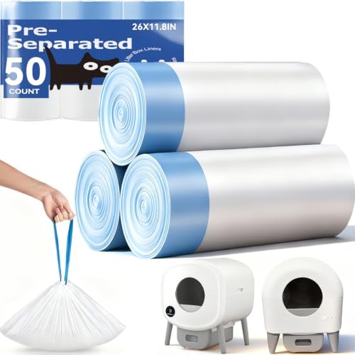 50 Count Cat Litter Box Bags for Automatic Cat Litter Box by KropBom