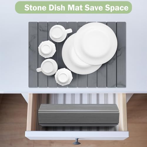 Stone Dish Drying Mat for Kitchen Counter, Versatile Stone Drying Mats for Cups - Image 5