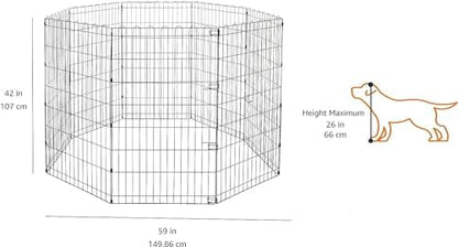 Amazon Basics Foldable Octagonal Metal Exercise Dog Playpen, Indoor/Outdoor - Image 2