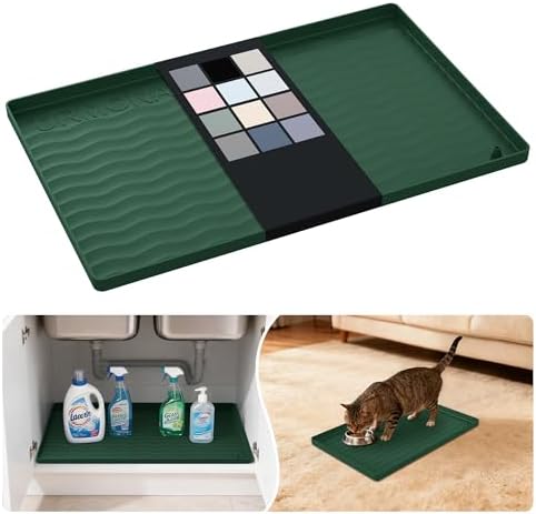 URMONA Waterproof Silicone Under Sink Mat, 19 x 12 in, Flexible Shelf Liner by URMONA