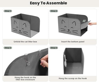 Anti-Leakage Cat Litter Box Enclosure Splash Guard, High Side Cat Box Enclosure - Image 7