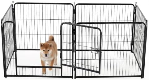 NEWBULIG Dog Playpen 6 Panels 24 Inch Indoor Outdoor Metal Dog Fence Pen by NEWBULIG