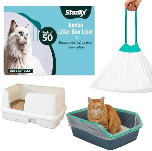 50 Count Extra Large Litter Box Liners, 46x19 Inches – Extra Thick by Unknown