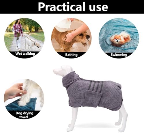 Geyecete Pineapple Grid Fast Drying Super Absorbent Dog Cat Bath Robe Towel - Image 4