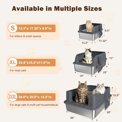 AIPERRO Small Stainless Steel Cat Litter Box - Image 3