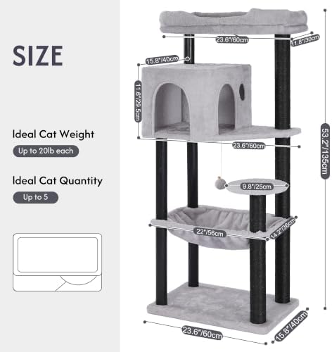 XL Cat Tree for Large Cats 15lbs-53”Cat Tower - Image 2