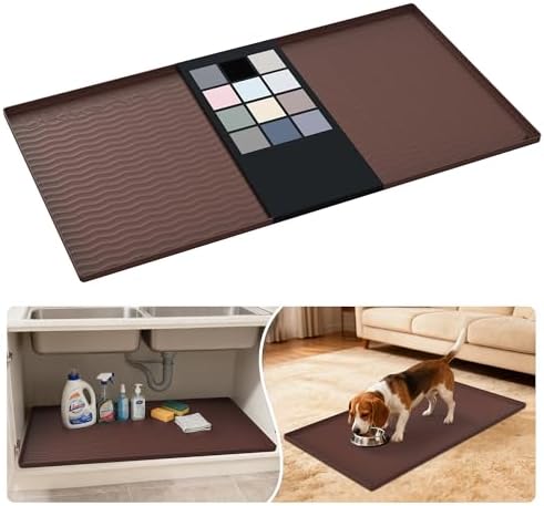 URMONA Waterproof Silicone Under Sink Mat, 40 x 22 in, Flexible Shelf Liner by URMONA