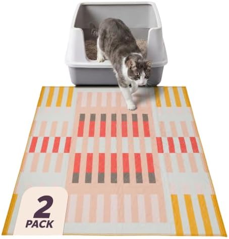 Lovewag Cat Litter Mat, Litter Box Mat, Guava Stripes, 2 Pack by Lovewag