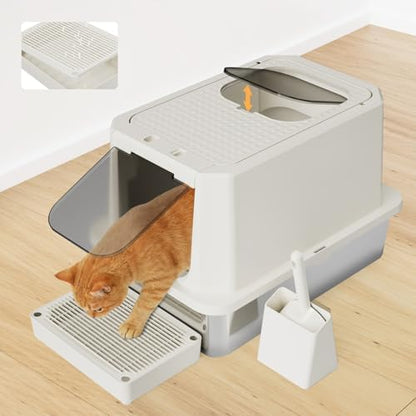 RIZZARI Stainless Steel Cat Litter Box: Dual Access, Hidden Pan, Easy Clean - Image 3