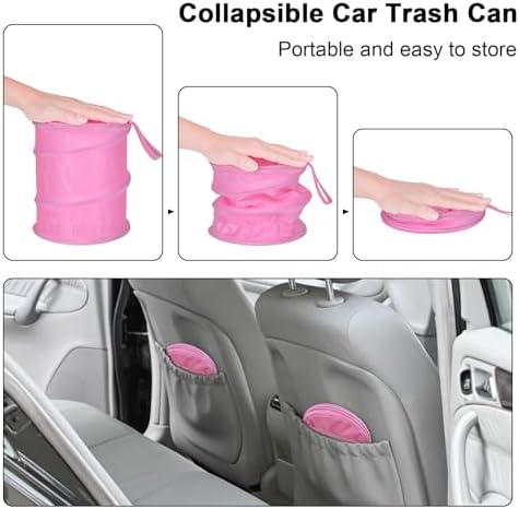 Car Trash Can, 2 Packs Mini Car Garbage Can, Collapsible Trash Bin - Image 2