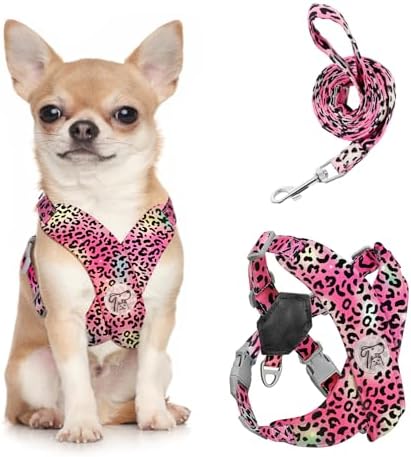 Pawaboo Small Dog Harness and Leash Set, Puppy Harness X-Frame Adjustable by Pawaboo
