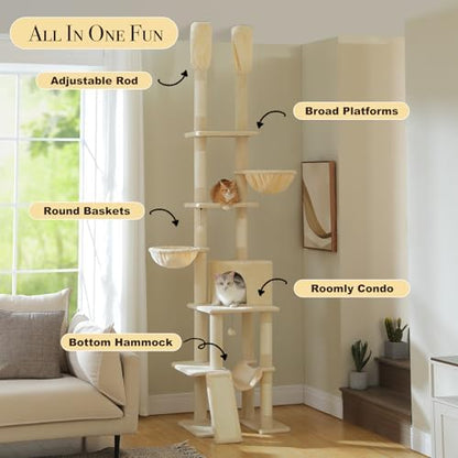 PAWZ Road Floor to Ceiling Cat Tree, 85–112" Tall Cat Tower - Image 4