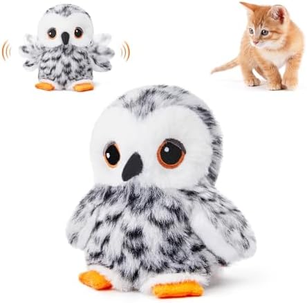 Potaroma Flapping Owl Cat Toys, Lifelike Bird Chirp, Rechargeable Touch by Potaroma