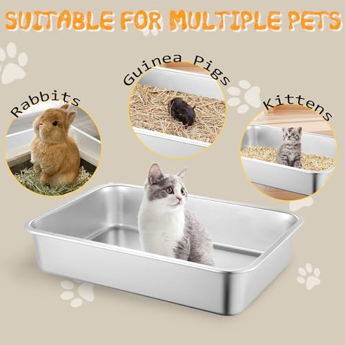 Small Stainless Steel Kitten Litter Box, Low Entry, 15.7 x 11.8 x 4 in - Image 7
