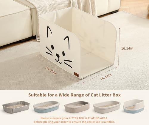 Qozary Cat Litter Box Enclosure, Waterproof Litter Box Shield - Image 4