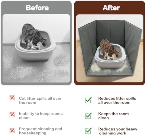 Cat Litter Box Enclosure Splash Guard Large Foldable Removable Mat, Tall - Image 4