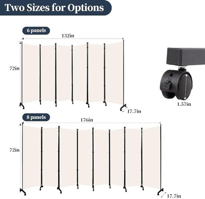 Room Divider 6 Panel-176''Wide Folding Privacy Screen, Large Partition Wall - Image 6