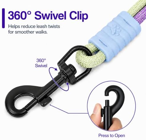 Hands Free Dog Leash, Double Handle Leash 4.5FT Purple-Green - Image 6