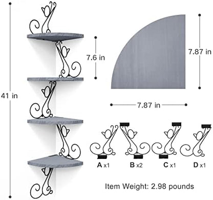 Alsonerbay 4-Tier Cat Shaped Corner Floating Shelf Wall Mount - Image 3