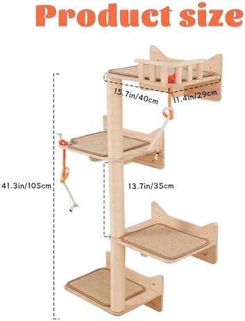 KVIDA Solid Pine Wood Cat Tree for Indoor Cats - Image 2