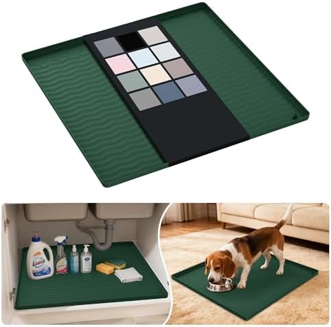 URMONA Waterproof Silicone Under Sink Mat, 22 x 22 in, Flexible Shelf Liner by URMONA