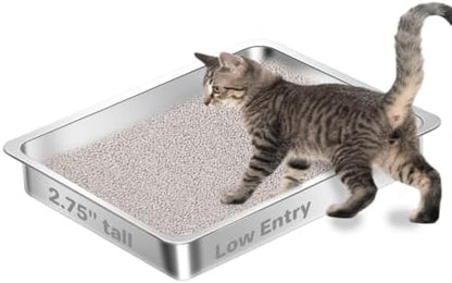 Low Entry Stainless Steel Cat Litter Box by Amibud