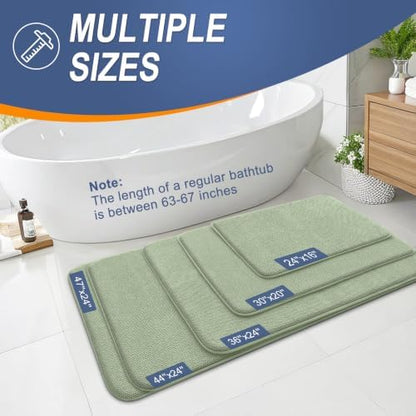 OLANLY Memory Foam Bathroom Runner Rugs 40x24, Absorbent Mat, Sage Green - Image 5