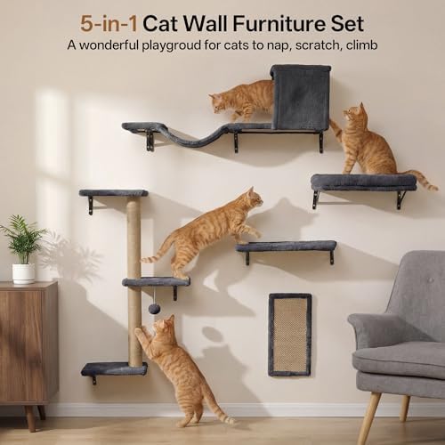 Endark 5‑in‑1 Cat Wall Shelves, Wall Hanging Cat Climbing Wall Set - Image 3