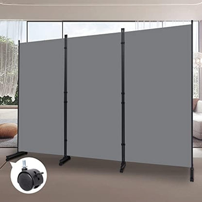 Room Divider 102'' Wide Folding Privacy Screen, 3 Panel Wall Divider w/Wheel by HOMSCREENER