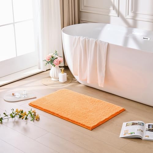 CozeCube Orange 36"x24" Shaggy Non Slip Soft Washable Bath Mat - Image 2
