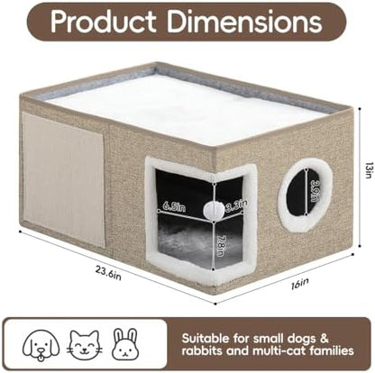 Extra-Wide Cat Houses for Indoor Cats, Large Cat Cave Bed - Image 4