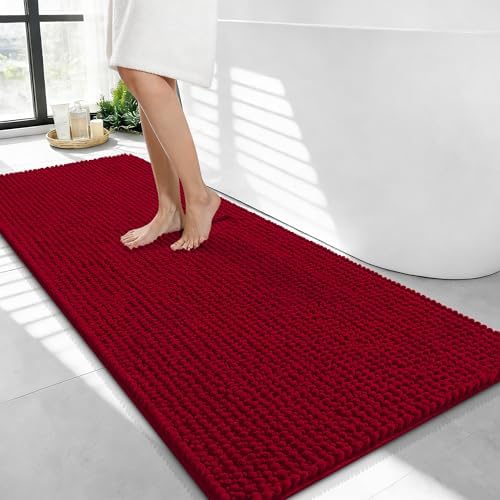 OLANLY Thick Chenille Bathroom Runner Rugs 44x24, Absorbent Bath Mat by OLANLY