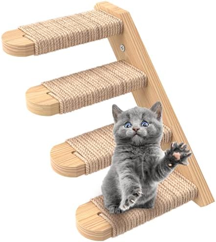 Cat Wall Steps - Solid Rubber Wood Cat Stairs - Right Left by Skywin