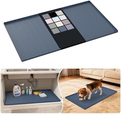 URMONA Waterproof Silicone Under Sink Mat, 37 x 22 in, Flexible Shelf Liner by URMONA