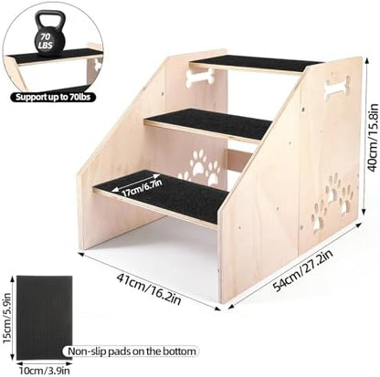 Dog Step, Wooden 3-Step Dog Stairs - Image 2