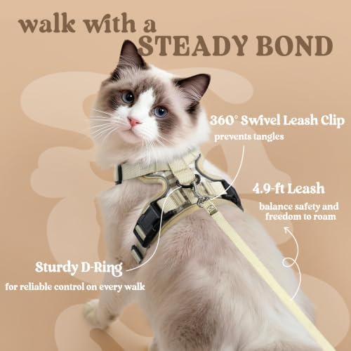 rabbitgoo Cat Harness and Leash Set, Escape Proof Vest, Foamy Coffee - Image 5