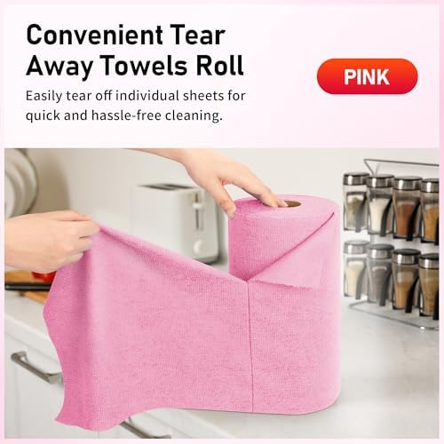 Microfiber Cleaning Cloth, 150 Sheets Tear Away Shop Towels, Reusable Washable - Image 2
