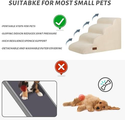 Aodisman Dog Steps for Bed or Couch, 4-Step Pet Stairs Ramp for Small Dogs - Image 6