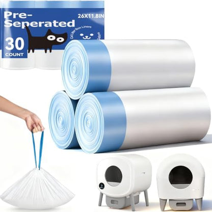 30 Count Cat Litter Box Bags for Automatic Cat Litter Box by KropBom
