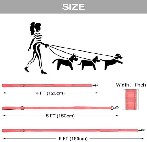 Joytale Dog Leash for Large Dogs that Pull, Double Handle, Neon Pink - Image 6