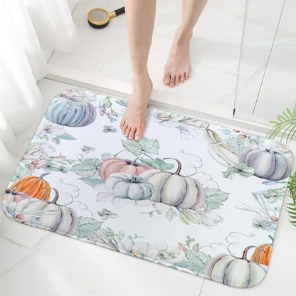 Sanzugh Fall Teal Pumpkin Bath Mat Rug - Image 2