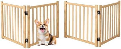 Freestanding Wooden Dog Gate Indoor- 23" H 2 Panels 2PCS by Oapety